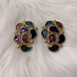 Vintage Clip-On Gold tone Geometric Earrings